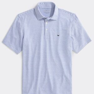 Vineyard Vines Bradley Stripe Sankaty Polo Blue and White Polo